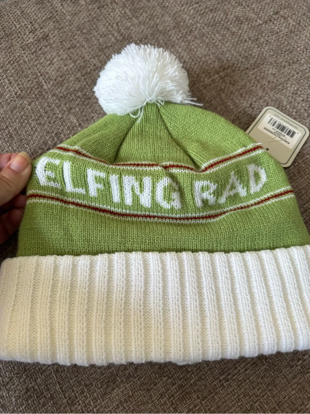 San Diego Hat Company Elfling Rad Beanie - Green, White & Red